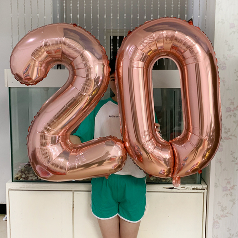 Globos grandes de aluminio para cumpleaños, figuras de helio con número, adornos para fiesta de cumpleaños Chico, Globos de aire de 32 pulgadas ► Foto 1/6