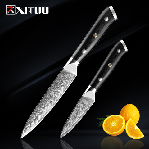 XITUO-Juego de cuchillo de cocina Damascus de pelado de 5 