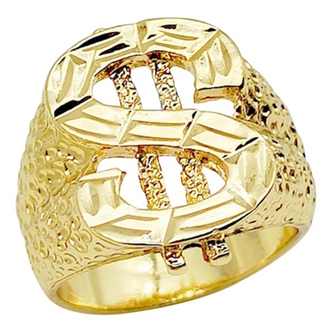Anillo con signo de dólar americano clásico estilo callejero Color dorado de Hip Hop para DJ hombres personalidad US Dollar Signets anillos de joyería - Historial de precios y revisión