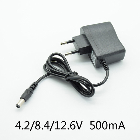 Adaptador convertidor de CC de 4,2 V, 8,4 V, 12,6 V, 500mA/0.5A, cargador de fuente de alimentación, enchufe europeo de 5,5mm * 2,5mm (2,1mm), CA a CC, batería de litio 18650 ► Foto 1/6