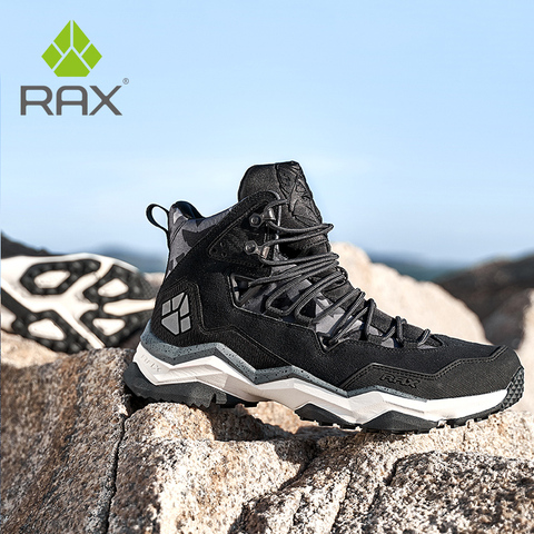 RAX-zapatos de senderismo para hombre, zapatillas impermeables para exteriores, botas de Trekking de cuero para hombre, senderismo, acampada, escalada, zapatos de cuero ► Foto 1/6