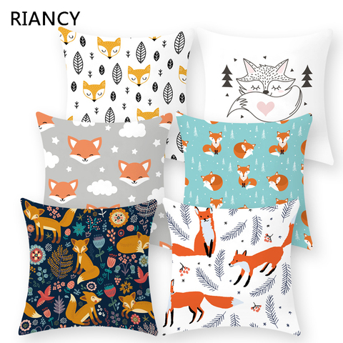 De dibujos animados Fox Animal cojines decorativos funda de almohada funda de cojín de poliéster almohada 45*45 sofá decoración, almohada 40879 ► Foto 1/6