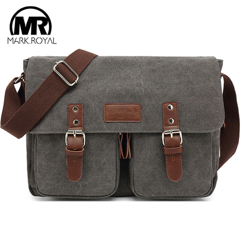 MARKROYAL-Bolsa de mensajero portátil, maletín informal de lona, tendencia garantizada, sencillo, gris, envío directo ► Foto 1/6