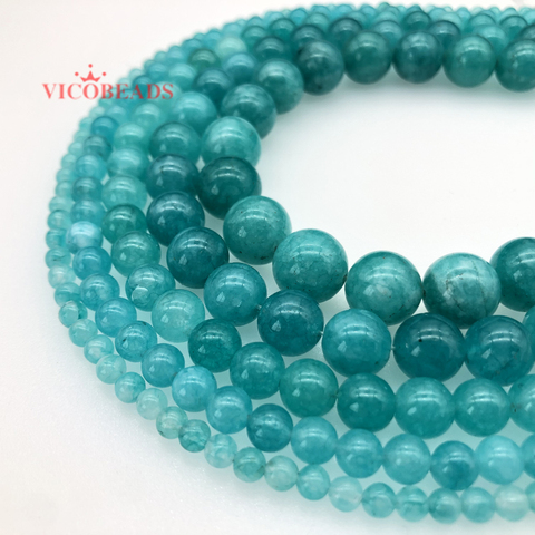 Cuentas de piedra Natural de amazonita azul y verde, cuentas sueltas redondas de 4, 6, 8, 10 y 12mm, Diy, cuentas hechas a mano, fabricación de pulseras y joyería ► Foto 1/2