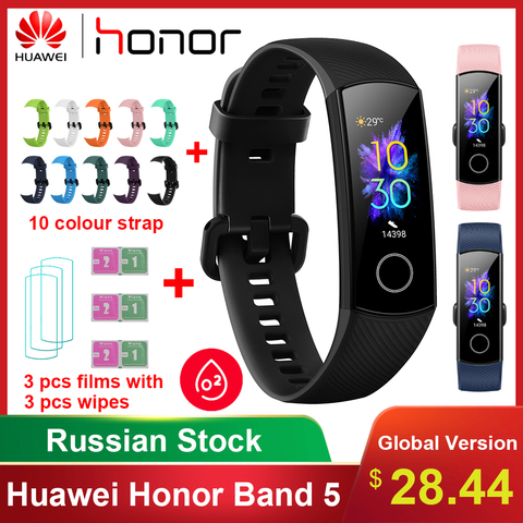 Huawei-pulsera inteligente Honor Band 5, reloj inteligente deportivo resistente al agua con control del sueño y del ritmo cardíaco y del oxígeno en sangre y Bluetooth ► Foto 1/6