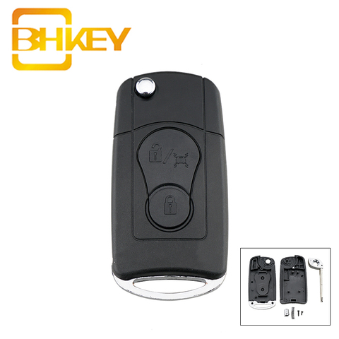 BHKEY-carcasa de llave a distancia de coche para SsangYong Actyon Kyron Rexton, funda inteligente para mando a distancia de coche plegable con 2 botones, carcasa en blanco ► Foto 1/6