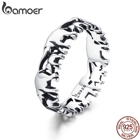 100% Plata de Ley 925 de moda BAMOER, Colección apilable de animales, anillos de elefante para dedo familiar para mujer, joyería de plata SCR344 ► Foto 1/5