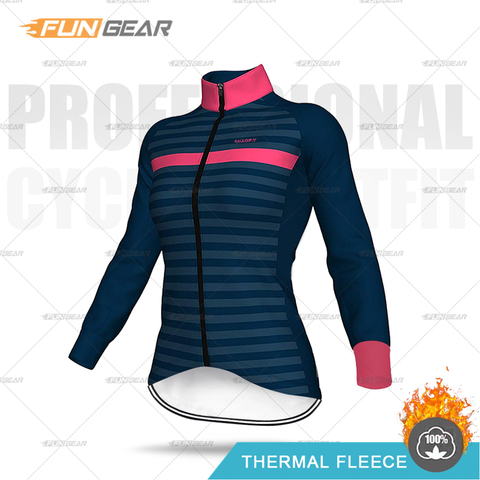 Invierno Ciclismo Jersey mujer Jersey chaqueta de lana térmica Sudadera Mujer bicicleta larga Tops de manga Ropa Ciclismo mujer bicicleta de formación ► Foto 1/6