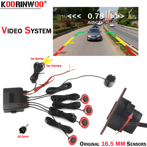 Koorinwoo-Sensor de aparcamiento para coches, sistema de vídeo 4 para cámara de monitor, persiana negra, sistema seguro Parktronic, detector de coche ► Foto 1/6