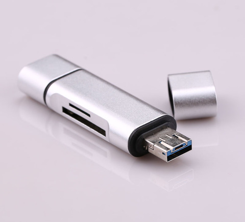De aleación de aluminio de todo en 1 USB tipo C lector de tarjeta SD tarjeta Micro SD TF lector USB C Micro USB teléfono Android memoria de OTG escritor de tarjetas de ► Foto 1/6