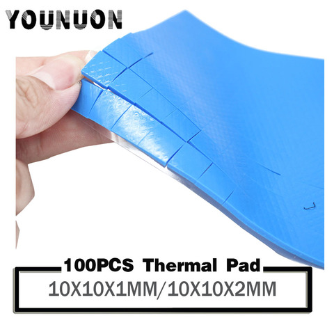 YOUNUON 100 uds 10mm * 10mm * 1mm 10mm * 10mm * 2mm alfombrilla térmica para GPU CPU disipador de calor de refrigeración conductivo de silicona Pad ► Foto 1/6