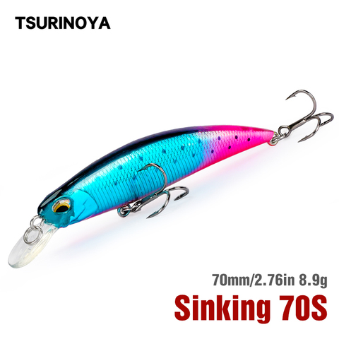 TSURINOYA nuevo hundiendo Minnow Señuelos de Pesca DW75 Jerkbait Wobbler 70S 70mm y 8,9g de agua dulce bajo trucha señuelo de pesca cebo duro ► Foto 1/6