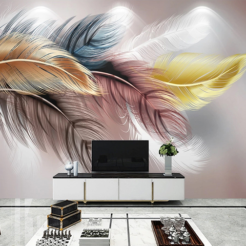 Mural De plumas creativo De Papel pintado con foto 3D personalizado, Mural moderno para dormitorio, sala De estar, sofá, TV, Fondo De pared, arte Fresco, Papel De pared ► Foto 1/6