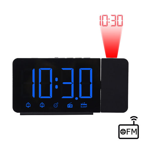 FanJu-reloj despertador Digital con Radio FM y luz nocturna para el hogar, dispositivo electrónico de mesa con proyector, para decoración de pared y Escritorio ► Foto 1/6