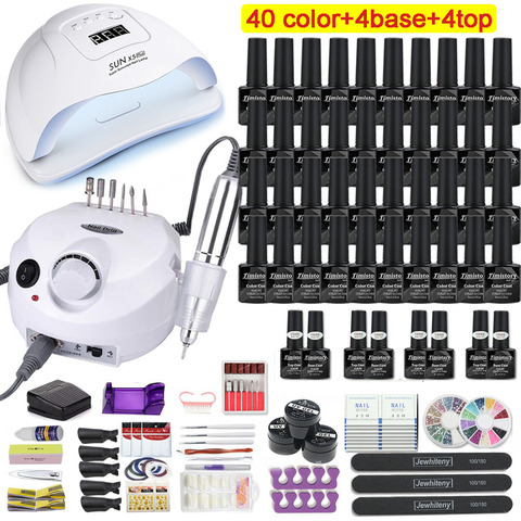 Juego de manicura con lámpara Led para uñas, 120W/80W/54W, taladro de 35000RPM, 40 colores, juego de herramientas para esmalte de uñas de Gel UV ► Foto 1/6