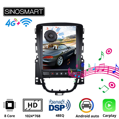 Sinosmart estilo Tesla GPS para coche Radio reproductor de navegador para Opel ASTRA J Multimedia Android Excelle XT/GT 2006-2016 vertical de pantalla ► Foto 1/3