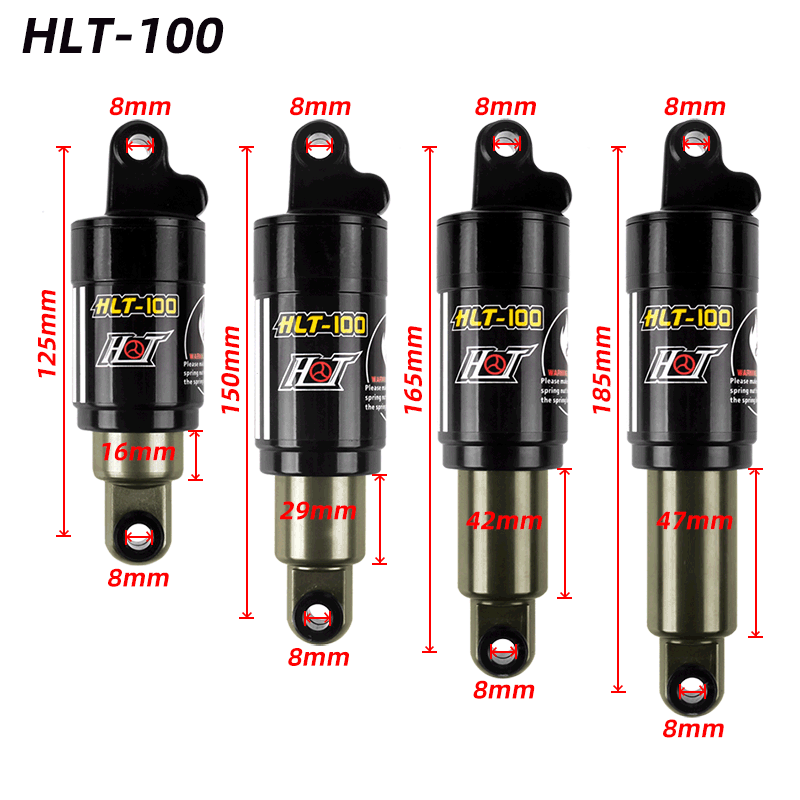 HLT100-amortiguador trasero para bicicleta, muelle de aceite para accesorios para bicicleta de montaña, 125mm/150mm/165mm/185mm/750/850 libras ► Foto 1/6