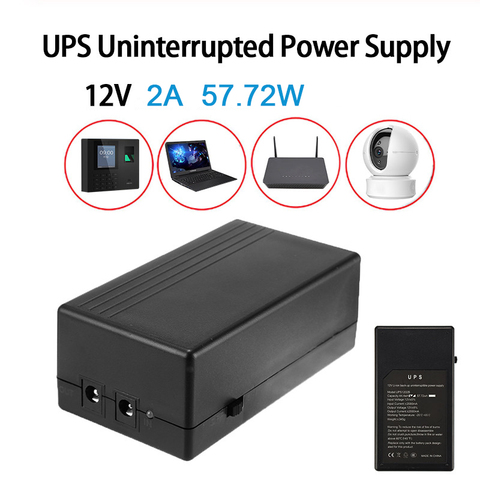 Fuente de alimentación en espera de Seguridad de 12V 2A 57,72 W UPS fuente de alimentación de reserva ininterrumpida Mini batería para Router de cámara ► Foto 1/6