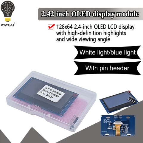 Módulo de pantalla LCD OLED I2C SPI serie para C51 STM32 SSD1309, blanco, azul, 2,42 