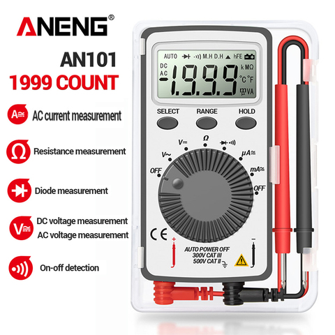 ANENG-Mini multímetro digital AN101, probador de corriente de voltaje CC/CA, medidor lcr profesional de bolsillo con plomo de prueba ► Foto 1/6