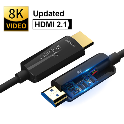 MOSHOU-Cable de HDMI 2,1 de fibra óptica para PS5, PS 4, 8K/60Hz, 4K/120Hz, 48Gbs, con Cable HDMI, HDR 4:4:4, amplificador sin pérdida ► Foto 1/6