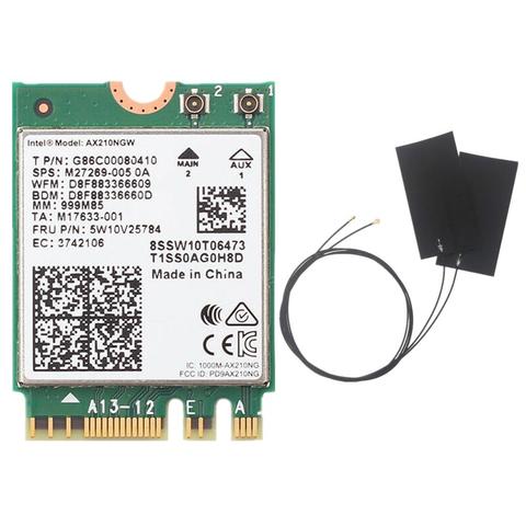 Tarjeta inalámbrica M.2 de doble banda, dispositivo con antenas, WI-FI 6E, Bluetooth 5,2, Intel AX210, 2973Mbps, AX210NGW, 2,4G/5G Exceed AX200 ► Foto 1/5