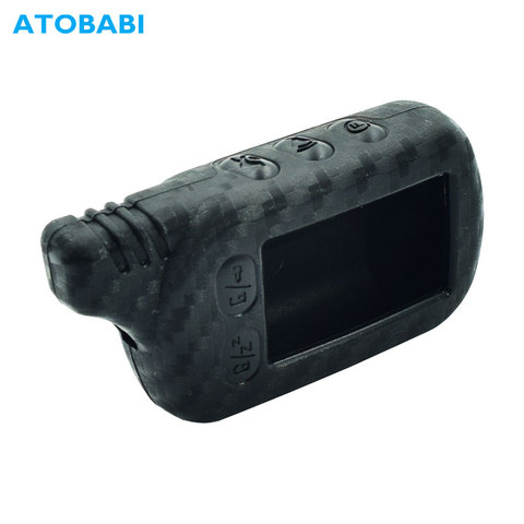 Carbono funda de silicona para la llave del coche para Tomahawk TZ 9030, 9020, 9010, 7010 TZ-9030 dos coche alarma LCD funda de mando a distancia cubierta de la bolsa ► Foto 1/6