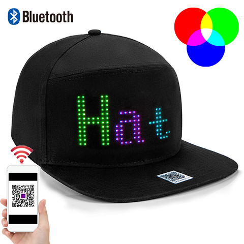 Bluetooth LED Hat RGB tablero de visualización de matriz programable a todo Color, sombrero de pescador de gorra de béisbol de fiesta gorra de pantalla de algodón suave DIY ► Foto 1/6