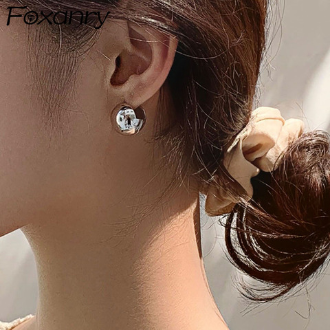 Foxanry INS-pendientes de cuentas de plata de ley 925 para mujer, joyería elegante para fiesta de boda, novia, regalo para prevenir alergias ► Foto 1/6