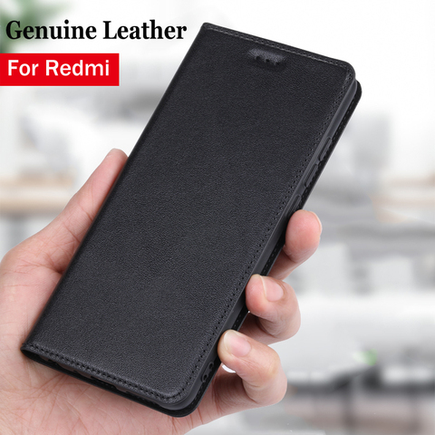 Funda con Tapa de cuero genuino para móvil, carcasa con soporte para xiaomi redmi note 5, 6, 7, 8, 8a, 8T, 9, 9a, 9c, 9t, 9s, 10, k20 pro, Pocophone F1 ► Foto 1/6