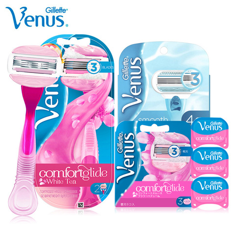 Maquinilla de afeitar Gillette Venus para mujer suave lubricante y cómodo ultrafino 3 capas de afeitar cuchillas de afeitar chica cuerpo depilación ► Foto 1/6