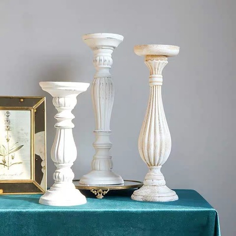 Candelabro creativo de madera blanca para plantas suculentas, soporte de bandeja para Vela, mesa de decoración de escritorio, decoración rústica para bodas y vacaciones ► Foto 1/6