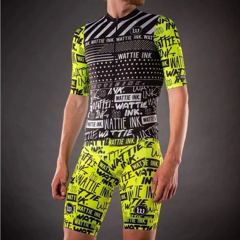 Wattie Ink-Conjunto de Jersey y pantalones cortos de manga corta para Hombre, traje con almohadilla de Gel 9D, Kit de Ciclismo de Carretera de equipo profesional para exteriores, Maillot ► Foto 1/6