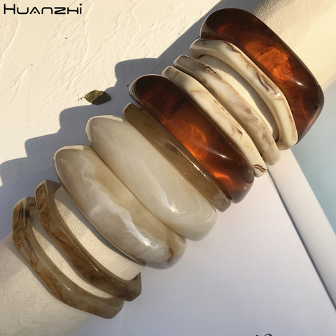 HUANZHI-brazalete de resina Vintage para mujer, Cuadrado Irregular de acrílico geométrico, Quadrilateral, pulsera de estilo Simple, joyería 2022 ► Foto 1/6