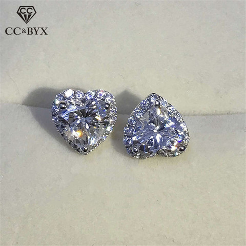 Pendientes de circonia cúbica con forma de corazón para mujer, aretes pequeños, plata esterlina 925, Circonia cúbica, Zirconia, circonita, zirconita, boda, CCE663 ► Foto 1/6