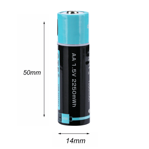 Batería de polímero de litio recargable por USB, AA, 1500mah, capacidad de 100%, 1,5 V, cable USB ► Foto 1/6