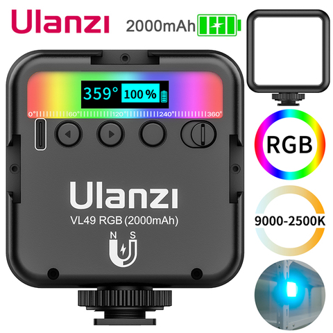 Ulanzi-miniluz LED de vídeo VL49 RGB, luz de fotografía portátil de bolsillo, Vlog, luz de relleno para Smartphone, DSLR, SLR, lámpara de cámara ► Foto 1/6