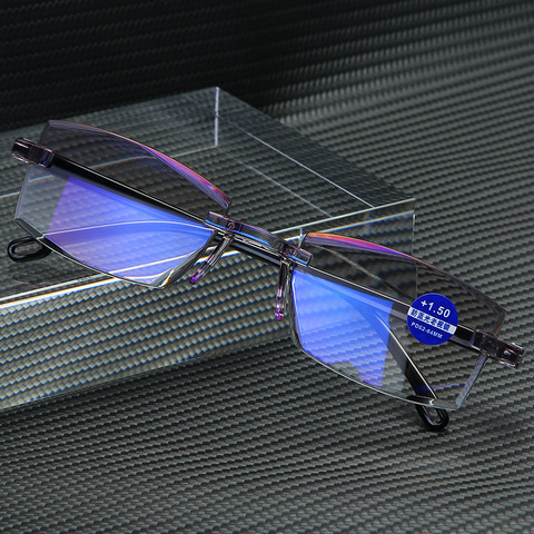 Elbru-gafas de lectura sin montura para hombres y mujeres, lentes de lectura sin marco, cuadradas, presbicia, con dioptrías + 1,0 a + 4,0 ► Foto 1/4
