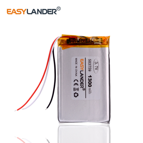 3 líneas 1300mAh batería de polímero de litio 3,7 V 503759 navegador MP3 GPS batería recargable universal 053759 ► Foto 1/6