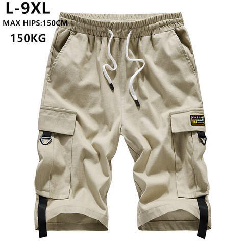 Pantalones cortos de algodón para Hombre, Bermudas cortas de marca, estilo Hip Hop, Hip Hop, informal, para adolescentes, 6XL, 7XL, 8XL, 9XL, de verano ► Foto 1/6