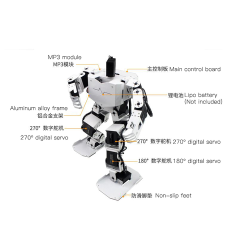 Reunido el 17 DOF bailando Robot humanoide con 17 Uds Servos digitales MP3 para bailar bípedo programable Robot de juguete ► Foto 1/5
