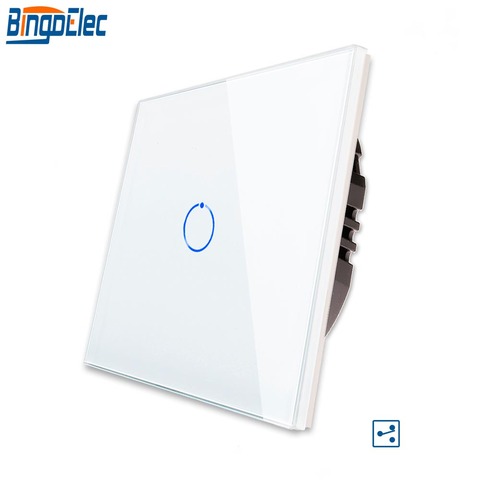 1 gang 2way interruptor de pared de escalera, cristal blanco templado vidrio táctil 2way interruptor de luz EU/UK estándar AC110-250V oferta ► Foto 1/6