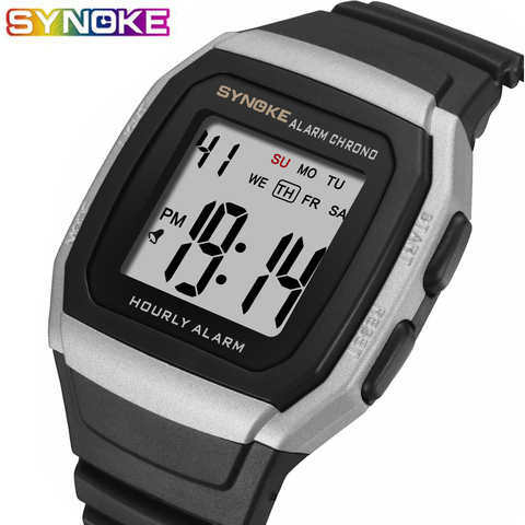 SYNOKE deportes relojes Reloj Digital Hombre Reloj impermeable de por vida Hombre Digital LED de plástico Reloj Casual para regalo Relog Hombre ► Foto 1/6