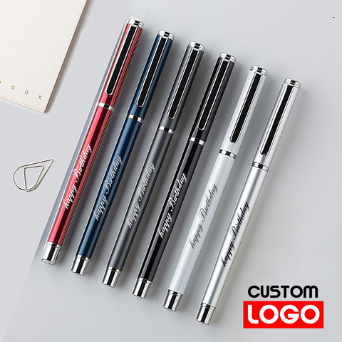 Pluma personalizada logotipo bolígrafo, gancho de Metal, bolígrafo de firma de negocios, pluma de Gel, letras grabadas, nombre, papelería, venta al por mayor ► Foto 1/6