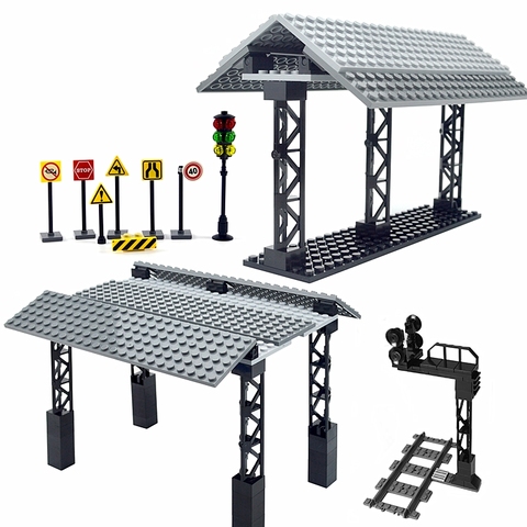 Mini señal de señal para autobús de ciudad, modelo de estación de tren, lámpara de tráfico para Trein, bloques de construcción de automóviles, conjunto Compatible con lego ► Foto 1/6