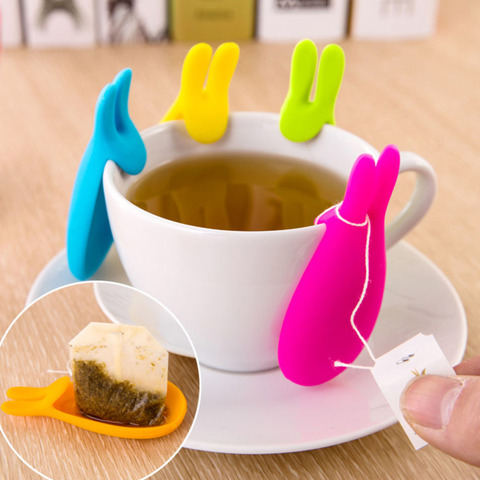 5 uds conejo soporte para bolsa de té cuchara para té o café de silicona titular del colgadores para tazas regalo ► Foto 1/6