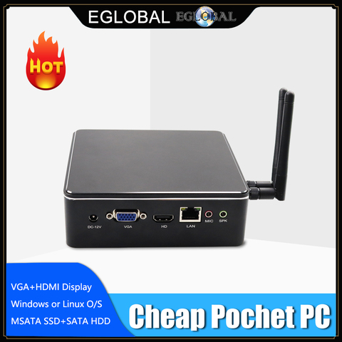 EGLOBAL Mini PC sin ventilador Nuc Intel i7 i5 7200U i3 7100U DDR3L Memoria Windows 10 Linux de escritorio computadora 4 K HTPC HDMI VGA 300 M WiFi ► Foto 1/6