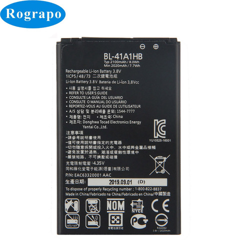 2100mAh BL-41A1HB para móvil de la batería del teléfono para LG X estilo homenaje HD Boost Mobile X estilo LS676 L56VL K200DS ► Foto 1/3