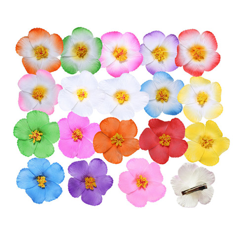 Uds Venta caliente 18 tipos de colores que a 9cm de las mujeres chica Hawaiana de espuma horquilla Flor de hibisco flor nupcial pelo clip de pelo somberos ► Foto 1/6