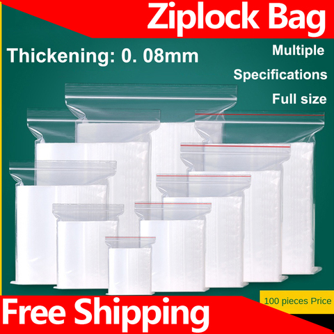 Ziplock-Bolsa de sellado de plástico grueso transparente, bolsas de plástico PE poliéster, para almacenamiento fresco, bolsa de comida, bolsa con cremallera reutilizable, 8 de seda ► Foto 1/6